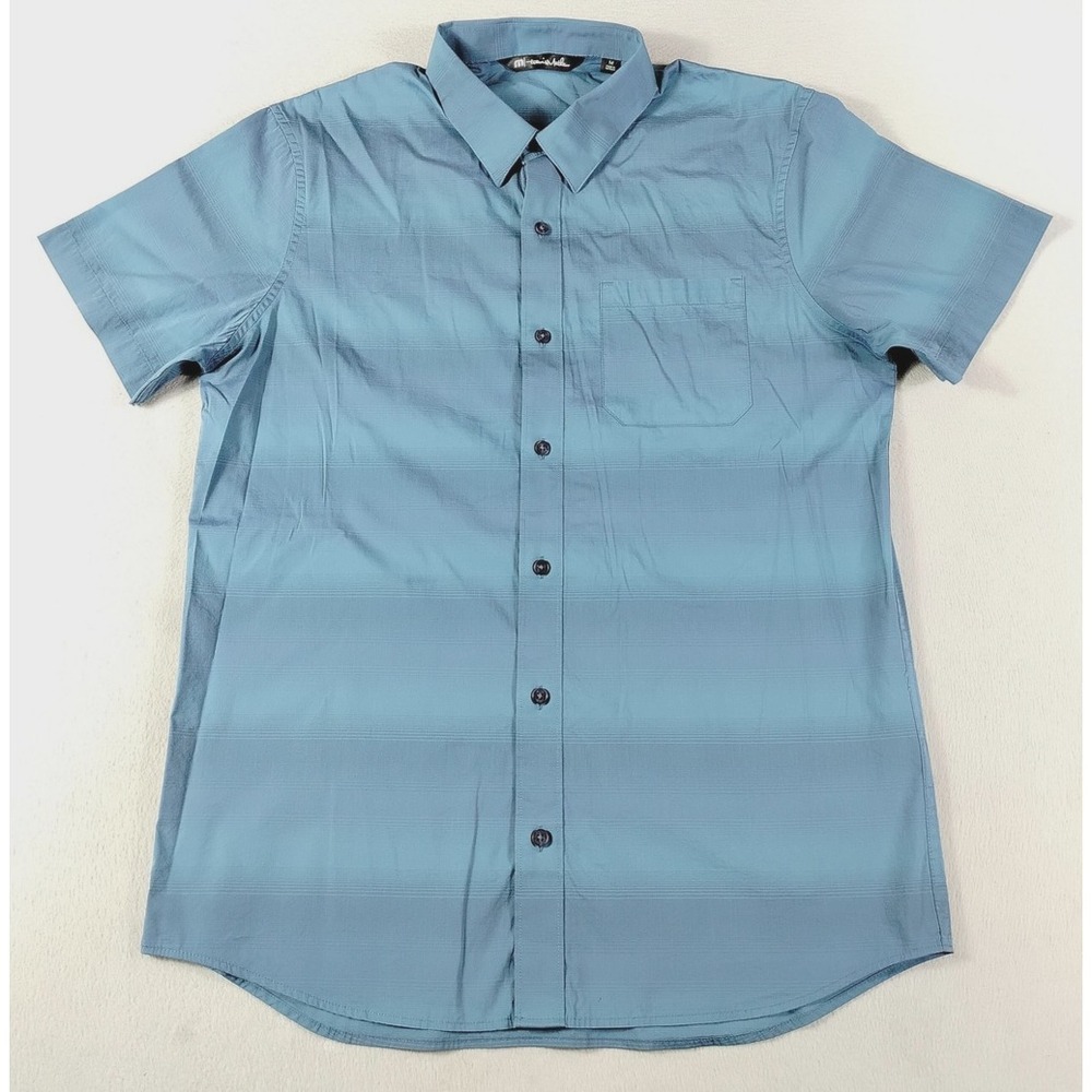 Travis Mathew‎ On The House Shirt Mens Medium Blue Striped Short Sleeve Casual